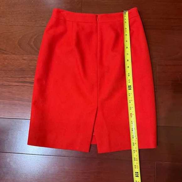 J. Crew The Pencil Skirt Red Wool Professional Skirt Size 0 - Picture 4 of 8